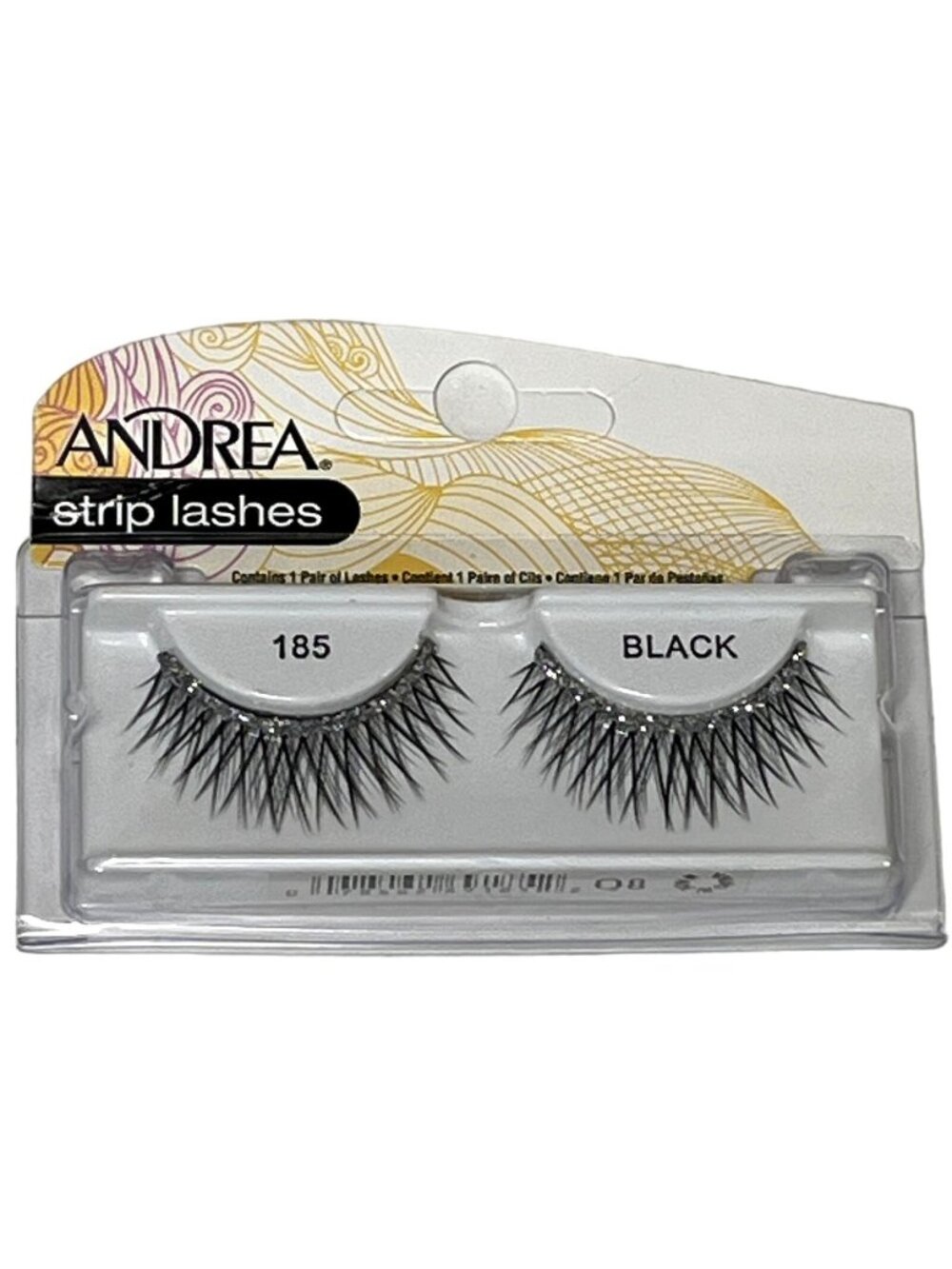 Andrea Strip Lashes Style 185 Black Silver Glitter Accent False Eyelashes New